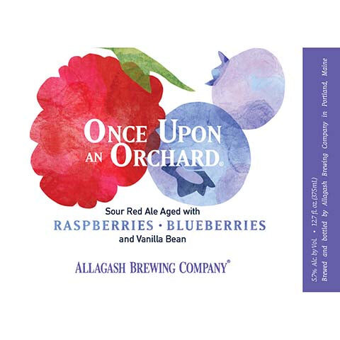 Allagash Once Upon An Orchard Sour Red Ale Raspberries, Blueberries