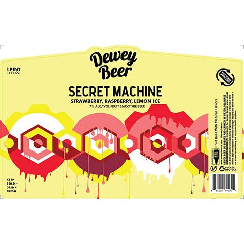 Dewey Beer Secret Machine Strawberry, Raspberry, Lemon Ice