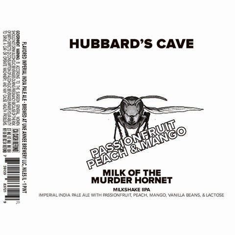 Une Annee Hubbard's Cave Milk of the Murder Hornet IIPA passionfruit, peach, mango