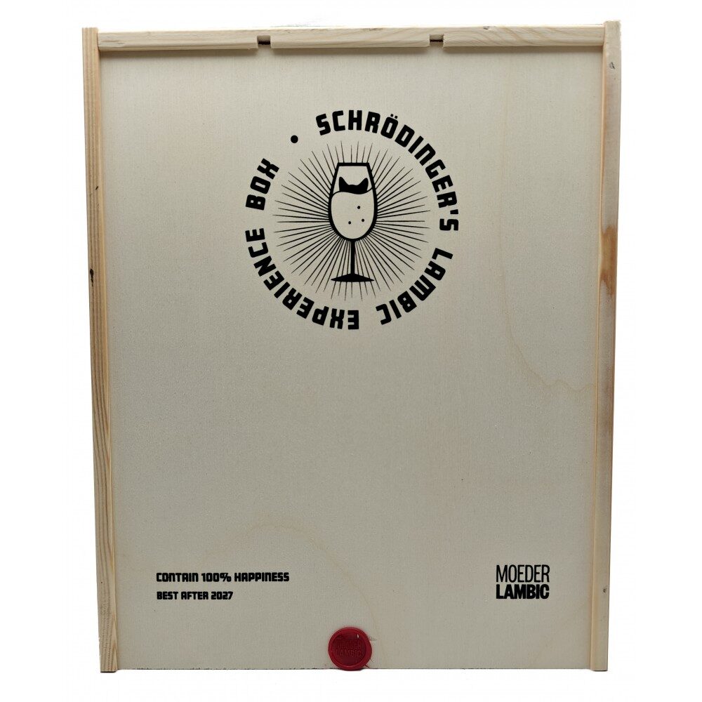 Packaging Moeder Lambic's Schrödinger's Lambic Exp 2025 with box + Extra Paper