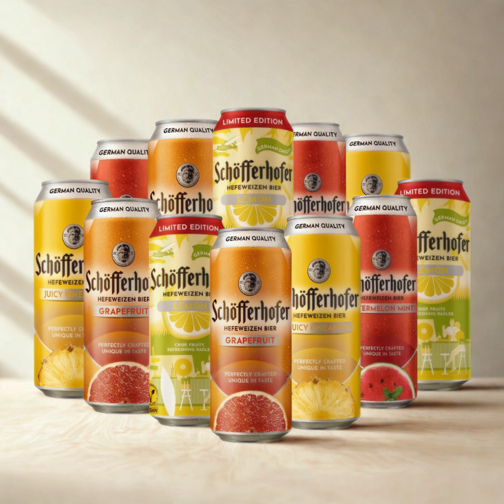 Schöfferhofer Mixed Radler Beer Case – Grapefruit, Pineapple, Watermelon & Mint, Lemon 12 Pack