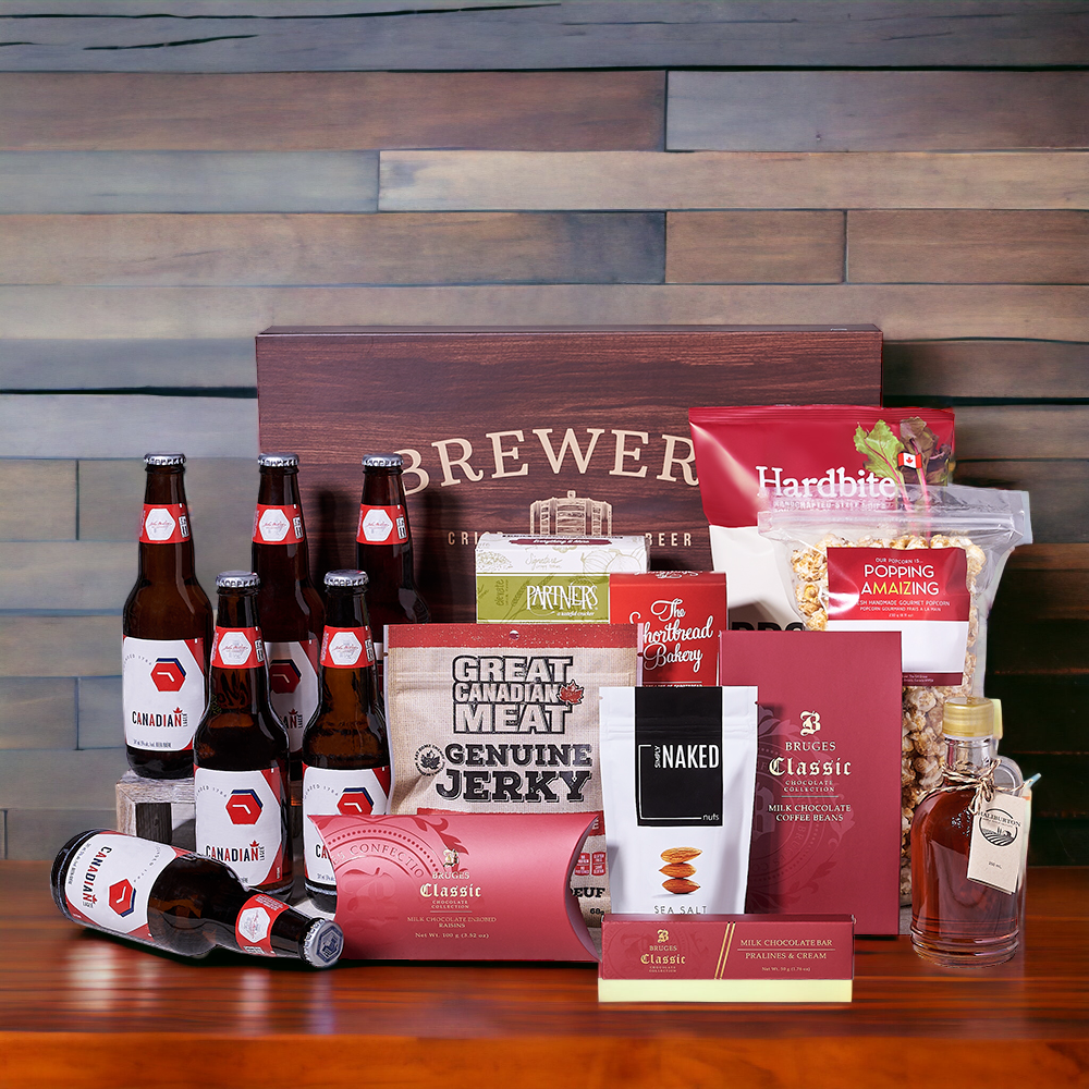 Curated Beer Gift Basket Featuring Chocolate and Sea Salt Almonds