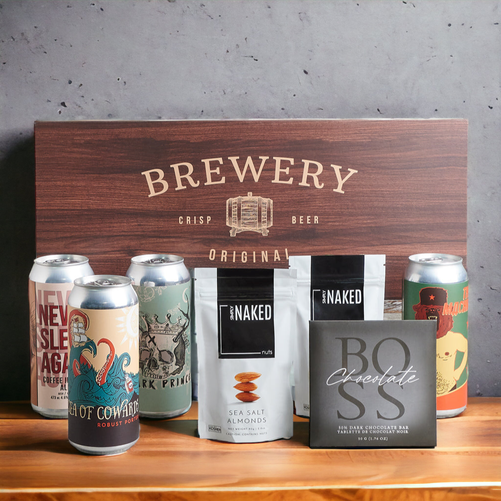 Craft Beer Gift Box with BOSS Dark Chocolate and Gourmet Snacks